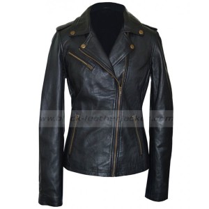 Womens Black Leather Motorcycle Jacket